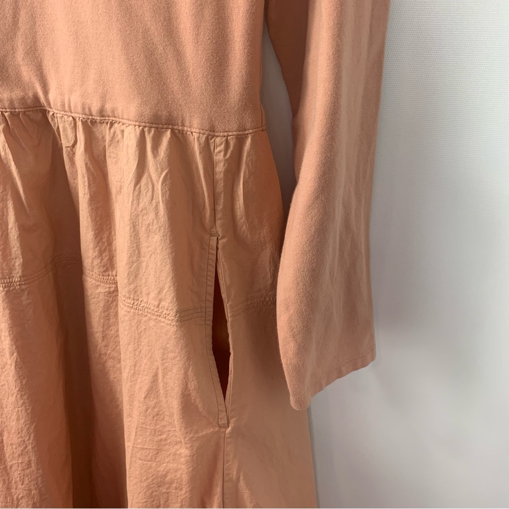 Everlane Peach Long Sleeve Cotton and Elastane Midi Dress with Pockets • Size L - Picture 6 of 7
